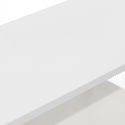 White 3-Tier TV Stand with Spacious Shelving and Durable Wood Finish
