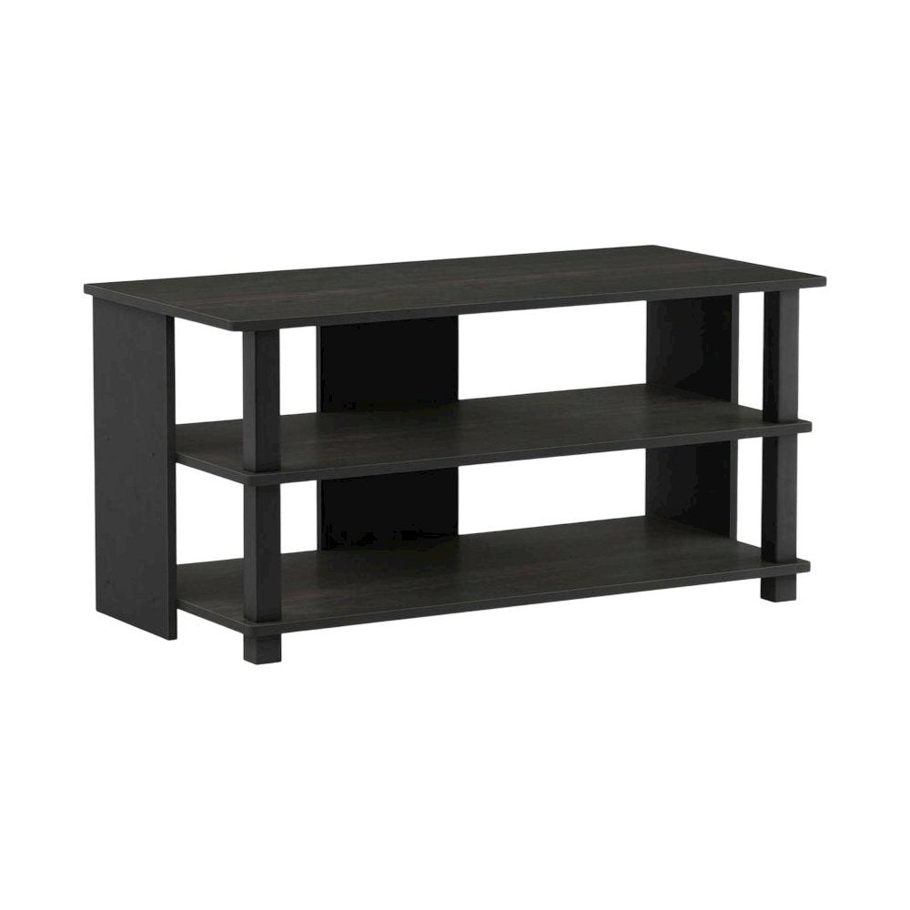 Wooden 3-Tier TV Stand in Espresso, Black, TVs up to 40 inches, ample storage
