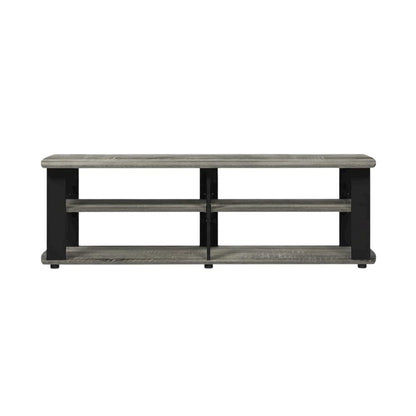 Black and French Oak TV Stand with Composite Wood Construction for Living Room