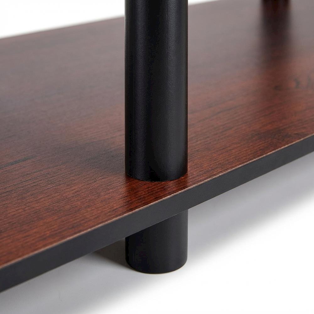 Dark Cherry TV Stand with Black Tube Frame and Composite Wood Construction
