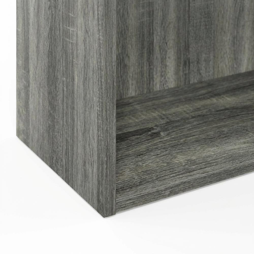French Oak Grey 4-Tier Open Shelf Bookcase with Wooden Construction