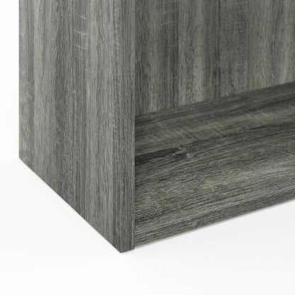 French Oak Grey 4-Tier Open Shelf Bookcase with Wooden Construction