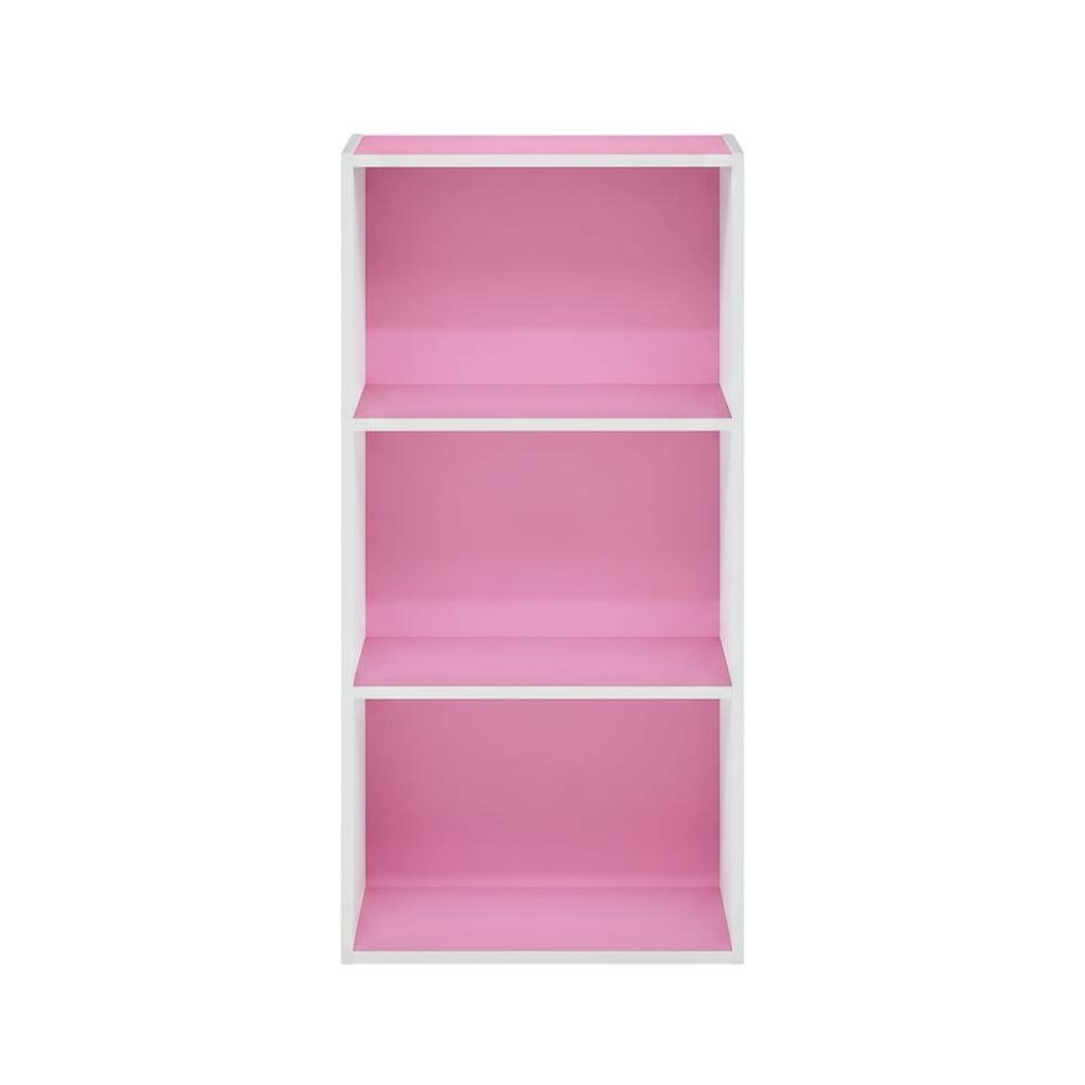 Pink 3-Tier Open Shelf Bookcase with Wood Material for Easy Storage