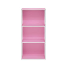 Pink 3-Tier Open Shelf Bookcase with Wood Material for Easy Storage