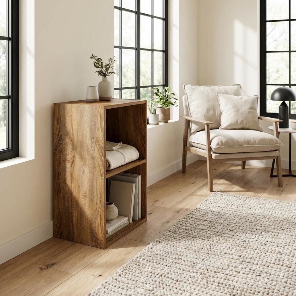 Wood Bookcase with Spacious Shelves and Stylish Finish
