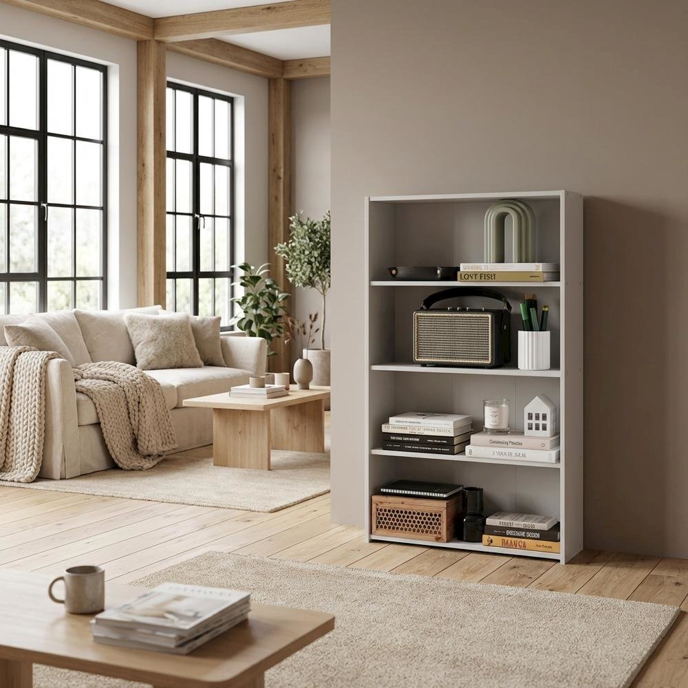 Wooden Bookcase with Open Shelving for Home Office and Living Room