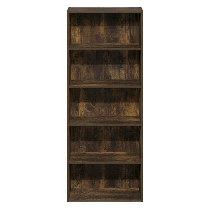 Wooden bookcase with open shelves for storage and display