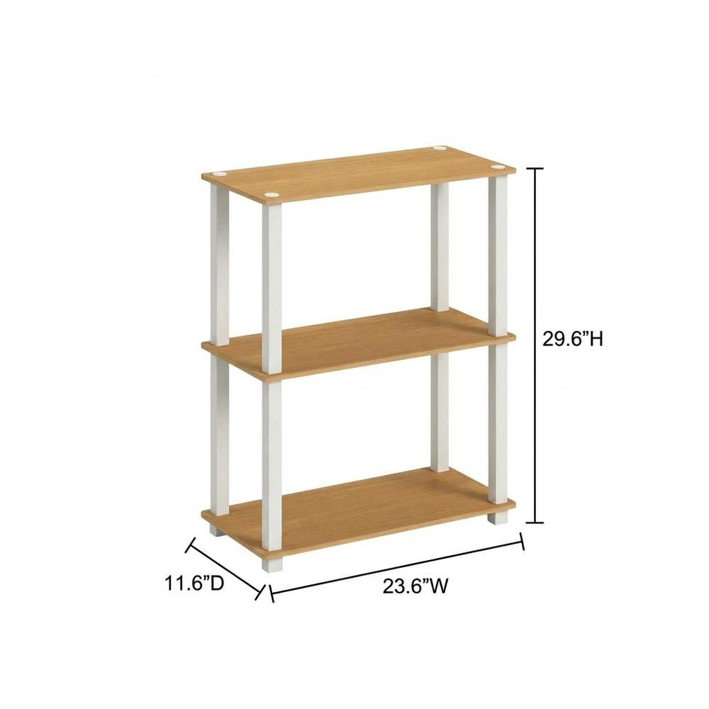 Wood Bookcase with Open Shelves for Living Room Storage