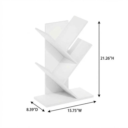 Wooden White Bookcase - 15.75 W x 21.26 H x 8.39 D Dimensions for Home Storage