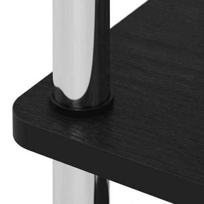 Corner Desk With Shelves In Brown And Stainless Steel For Home Office Use