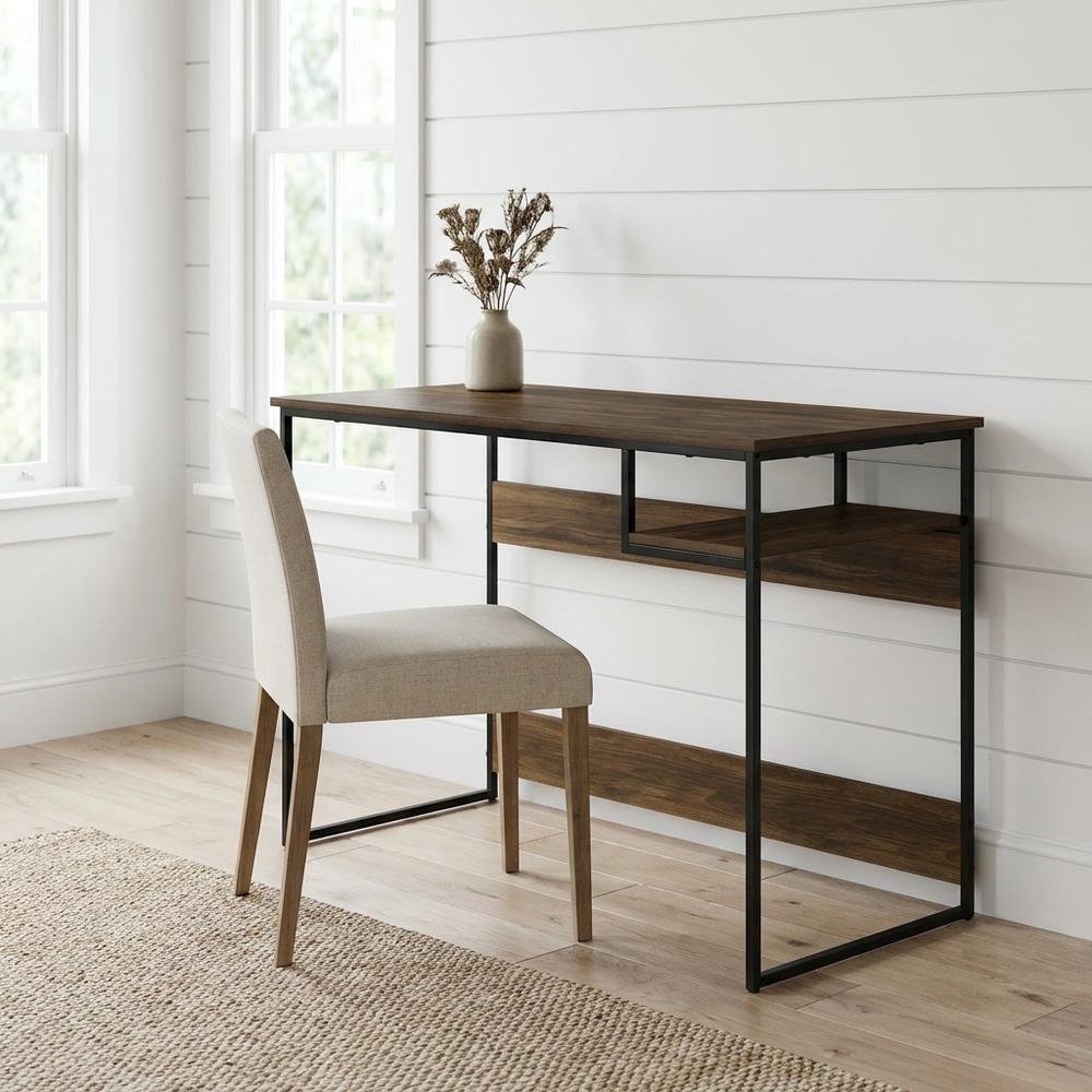 Wooden Study Desk, Columbia Walnut Finish, Spacious Work Surface, Sturdy Build
