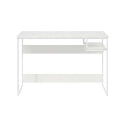 White Study Desk With Solid Finish And Spacious Workspace