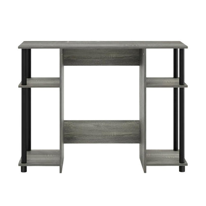 Compact French Oak Grey And Black Study Desk With Modern Design