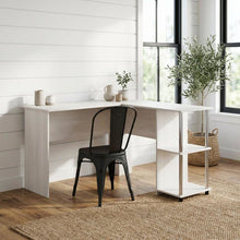 L-Shape Desk, Stainless Steel Tubes And White Oak Finish For Modern Workspaces