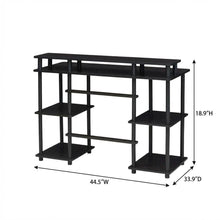 Espresso And Black Computer Desk With Top Shelf For Office Spaces