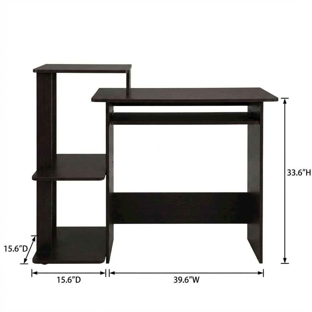 Espresso and Black Home Office Desk with Spacious Work Surface and Sturdy Build