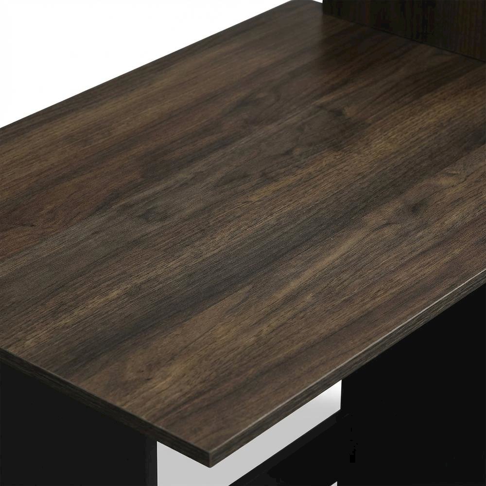 Columbia Walnut and Black Computer Desk with Shelves for Compact Workspaces