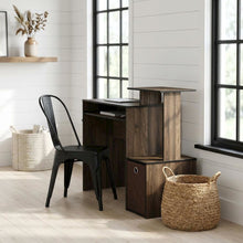 Wooden Home Office Desk with Storage Bin in Columbia Walnut Finish