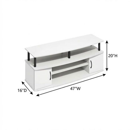 White entertainment center for up to 55-inch TVs with spacious storage, modern