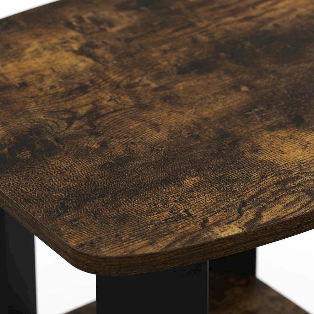 Amber Pine and Black Finish Accent End Table for Living Room