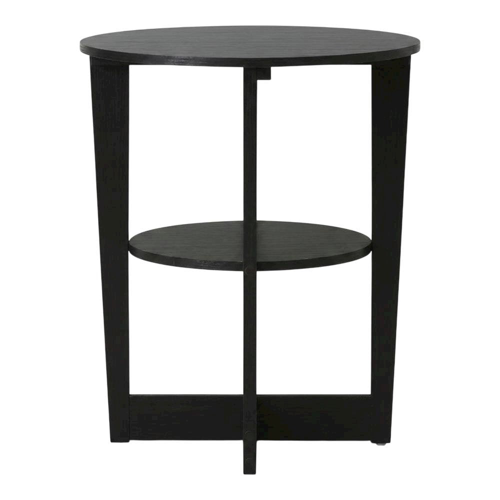 Walnut Round End Table with Sleek Modern Design for Living Room