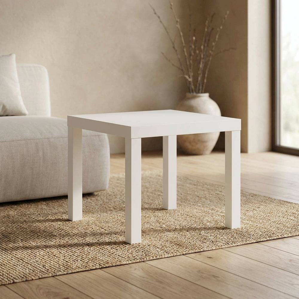 White, Side Table, Quality Build, Durable Wood Frame