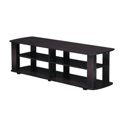 Dark Walnut Wood TV Stand with Spacious Storage and Sleek Design