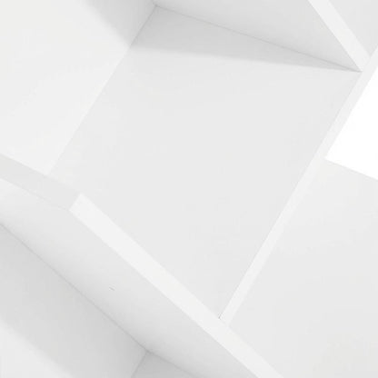Wooden white bookcase with vertical storage and sleek design