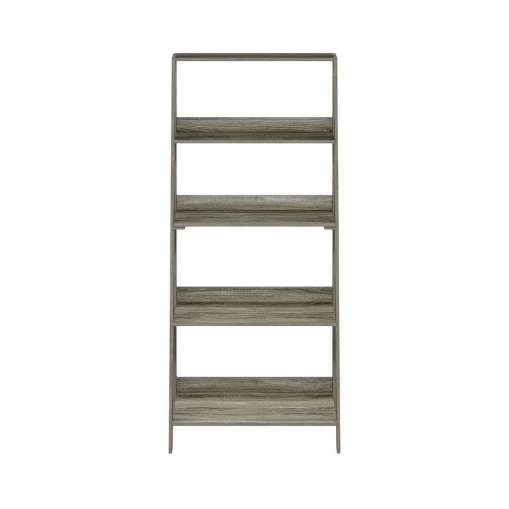 Wooden 5-Tier Ladder Bookcase with French Oak Finish for Home Storage