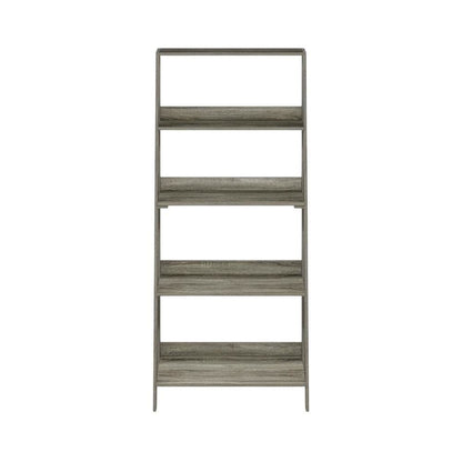 Wooden 5-Tier Ladder Bookcase with French Oak Finish for Home Storage