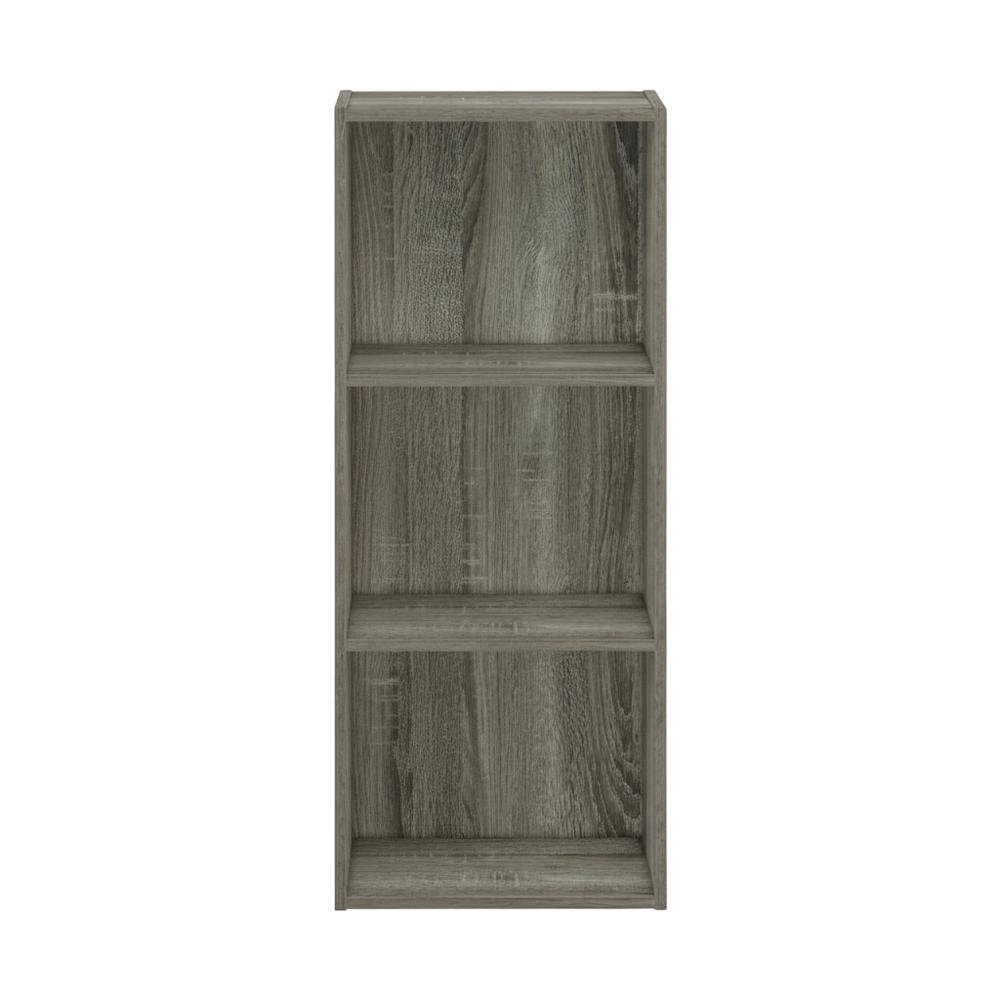 3-Tier Open Shelf Bookcase in French Oak Wood for Storage and Display