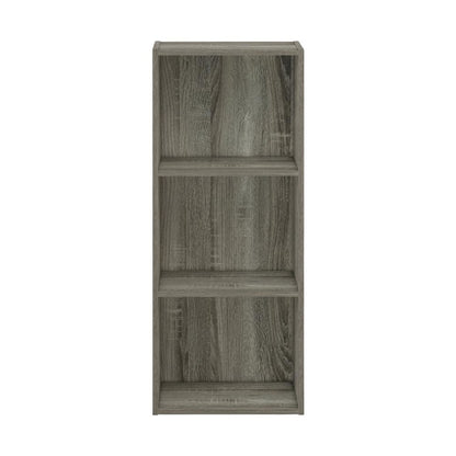 3-Tier Open Shelf Bookcase in French Oak Wood for Storage and Display