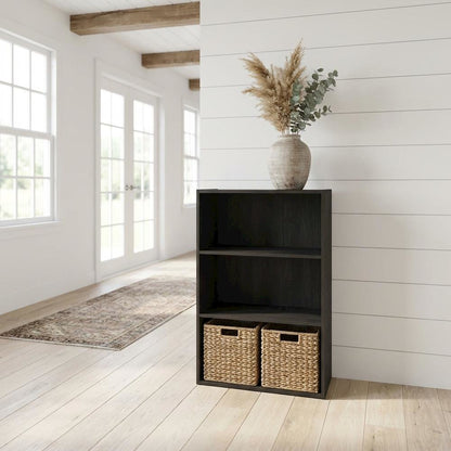 Wood bookcase with sleek design for versatile storage