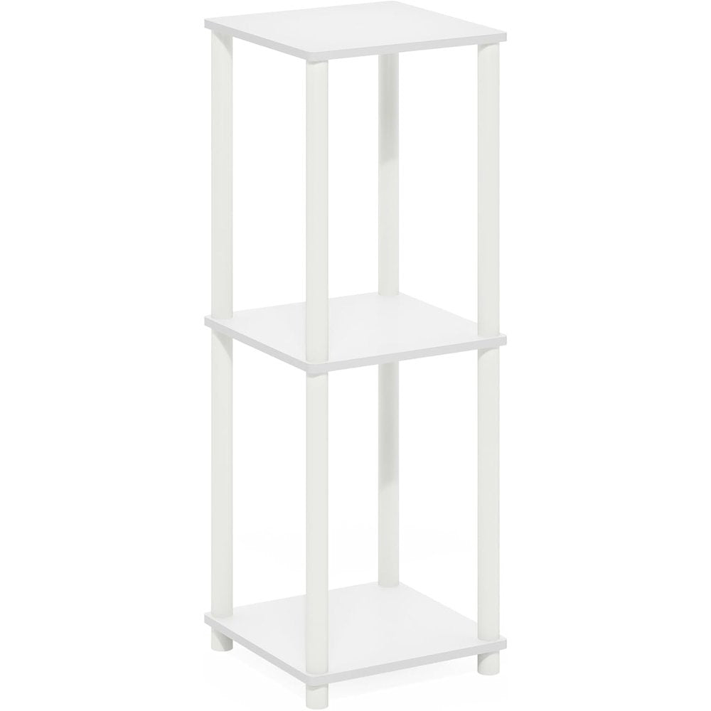 White Wooden End Tables Set of 2 with Storage Shelves for Living Room
