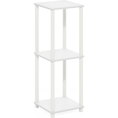 White Wooden End Tables Set of 2 with Storage Shelves for Living Room