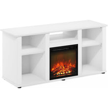 White 55 Inch Fireplace TV Stand with Five Shelves and Elegant Electric Insert