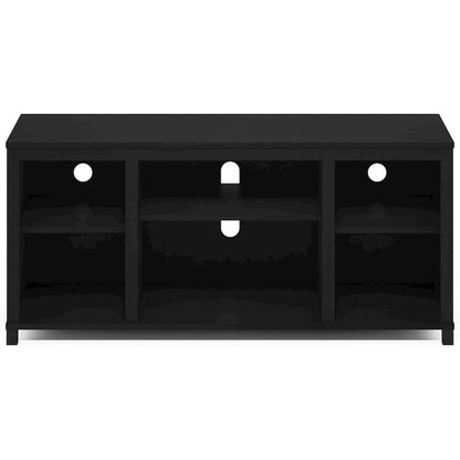 Black 55 Inch TV Stand with Open Shelves and Dual Storage Cabinet Doors