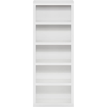 White Wooden Book Shelf with Five-Tier Wooden Shelves for Home or Office