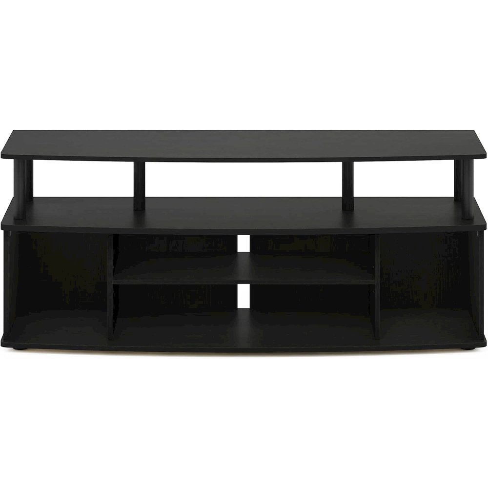 Black TV Stand with 3 Open Shelves, 2 Cabinets, for Up to 55 Inch TV