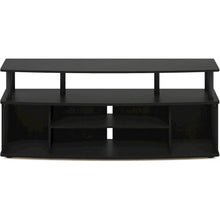 Black TV Stand with 3 Open Shelves, 2 Cabinets, for Up to 55 Inch TV