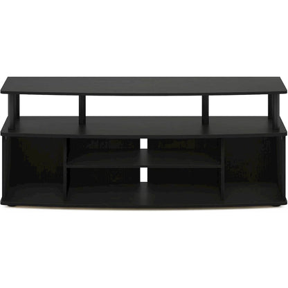 Black TV Stand with 3 Open Shelves, 2 Cabinets, for Up to 55 Inch TV