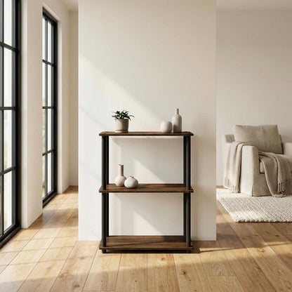 Wooden bookcase with sleek design for home storage