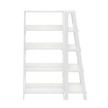 White 5-Tier Ladder Shelf with Open Display and Storage