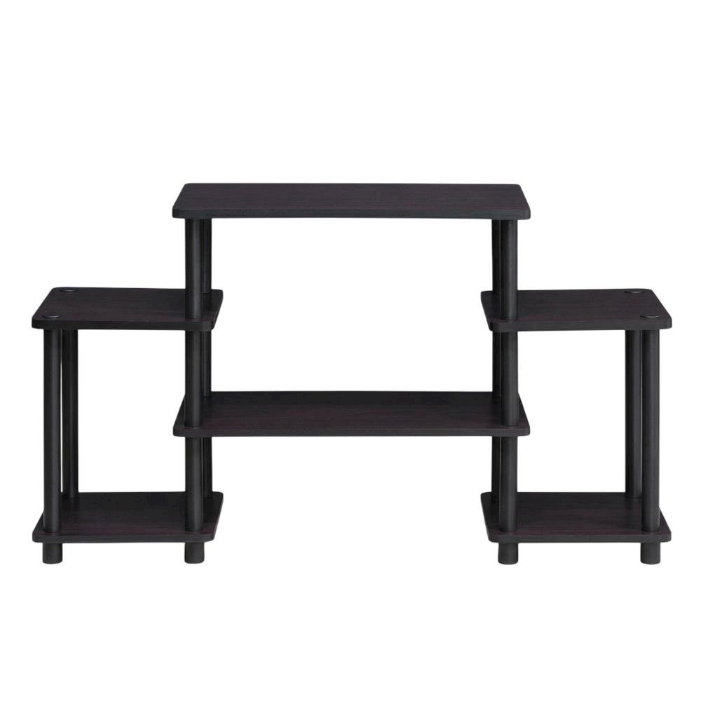 Dark Walnut Furinno No Tools Entertainment Center with Spacious Storage