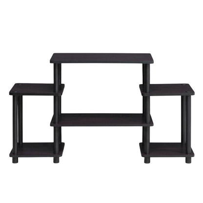 Dark Walnut Furinno No Tools Entertainment Center with Spacious Storage