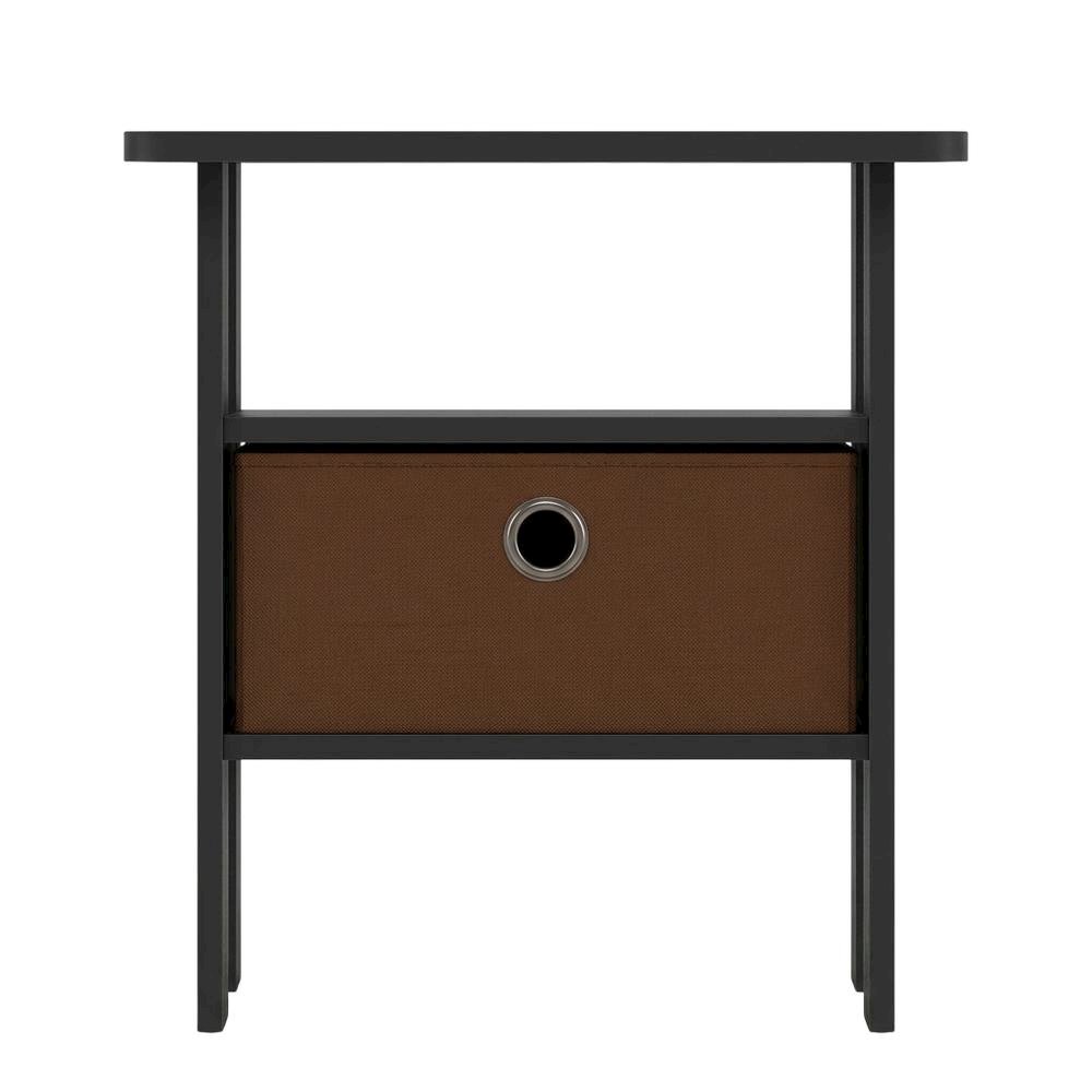 Wooden nightstand set with bin drawer in Americano finish, compact design
