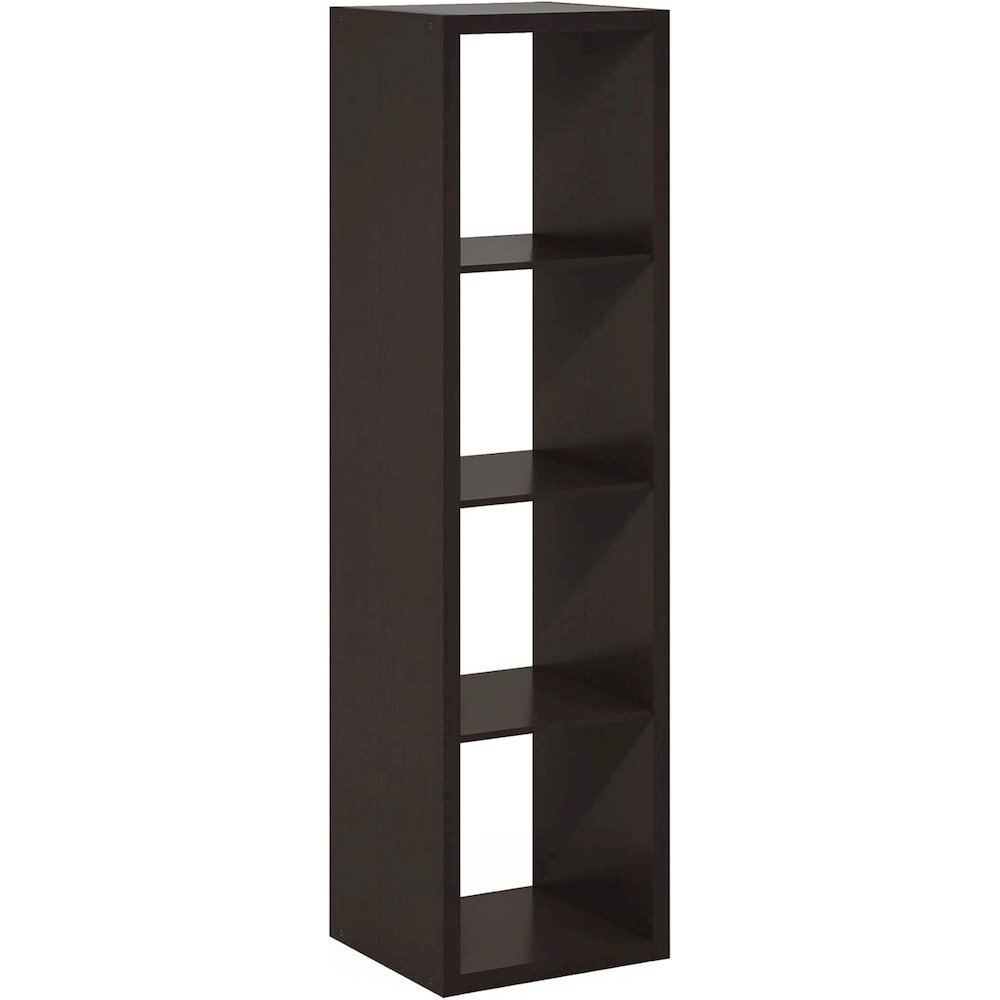Black Wood 4 Cube Storage Organizer with Open Back Vertical Cube Storage