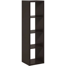Black Wood 4 Cube Storage Organizer with Open Back Vertical Cube Storage