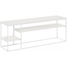 White 65 Inch Entertainment Center with Metal Frame and Open Shelf TV Console