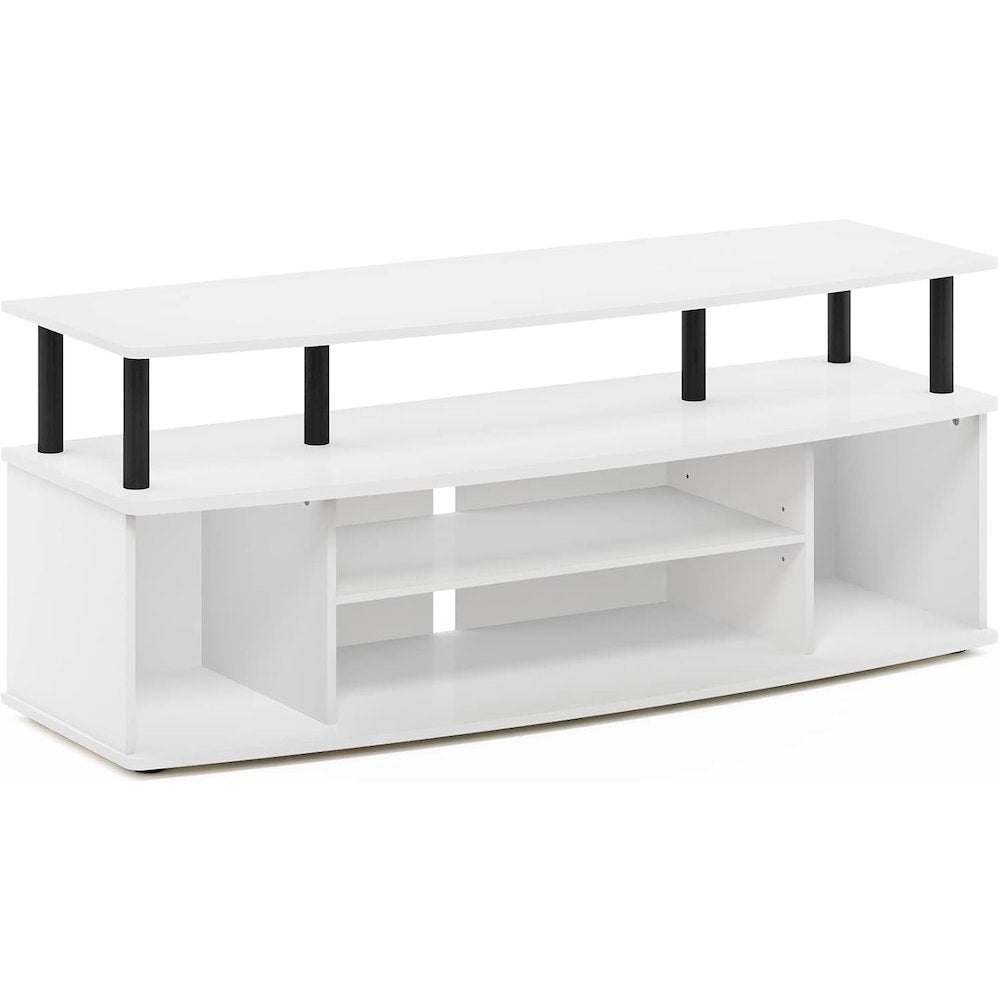 White 55 Inch TV Stand with 3 Shelves and 2 Cabinets Modern TV Console